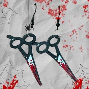 Halloween bloody scissor horror earrings
